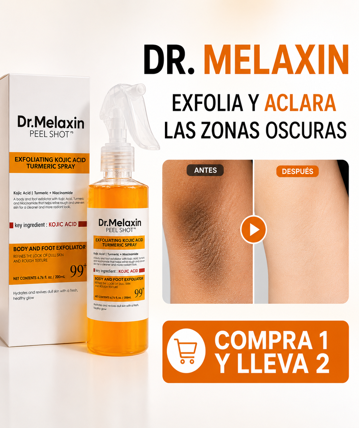 🎁 Compra 1 y Lleva 2  |  Exfoliante Melaxin para Aclarar Partes Oscuras  |  Fórmula con Cúrcuma